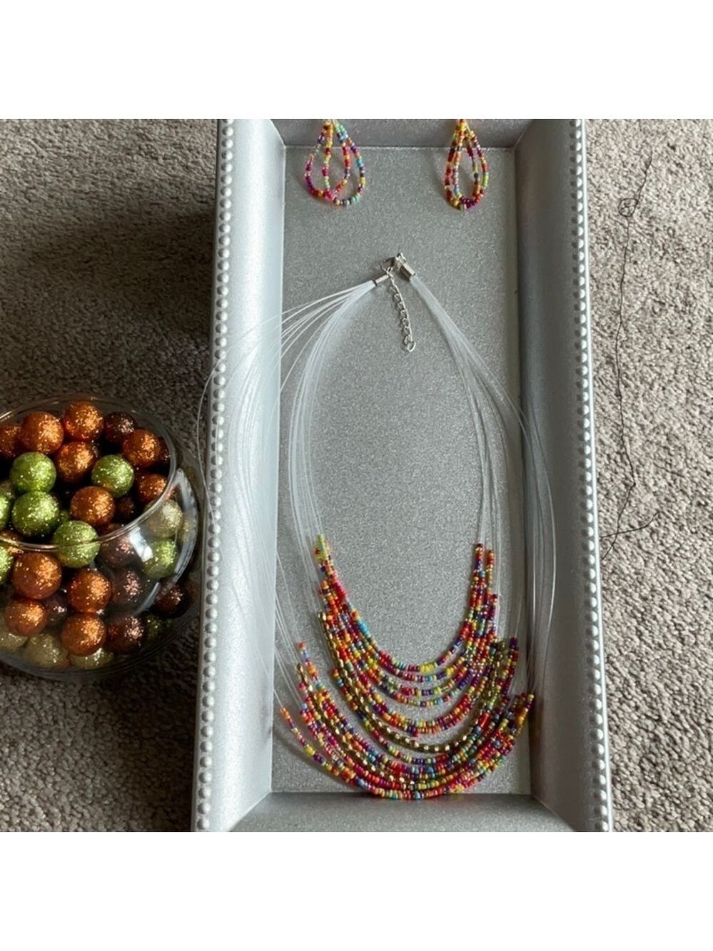 Boho Multi Color Layer Necklace Earrings